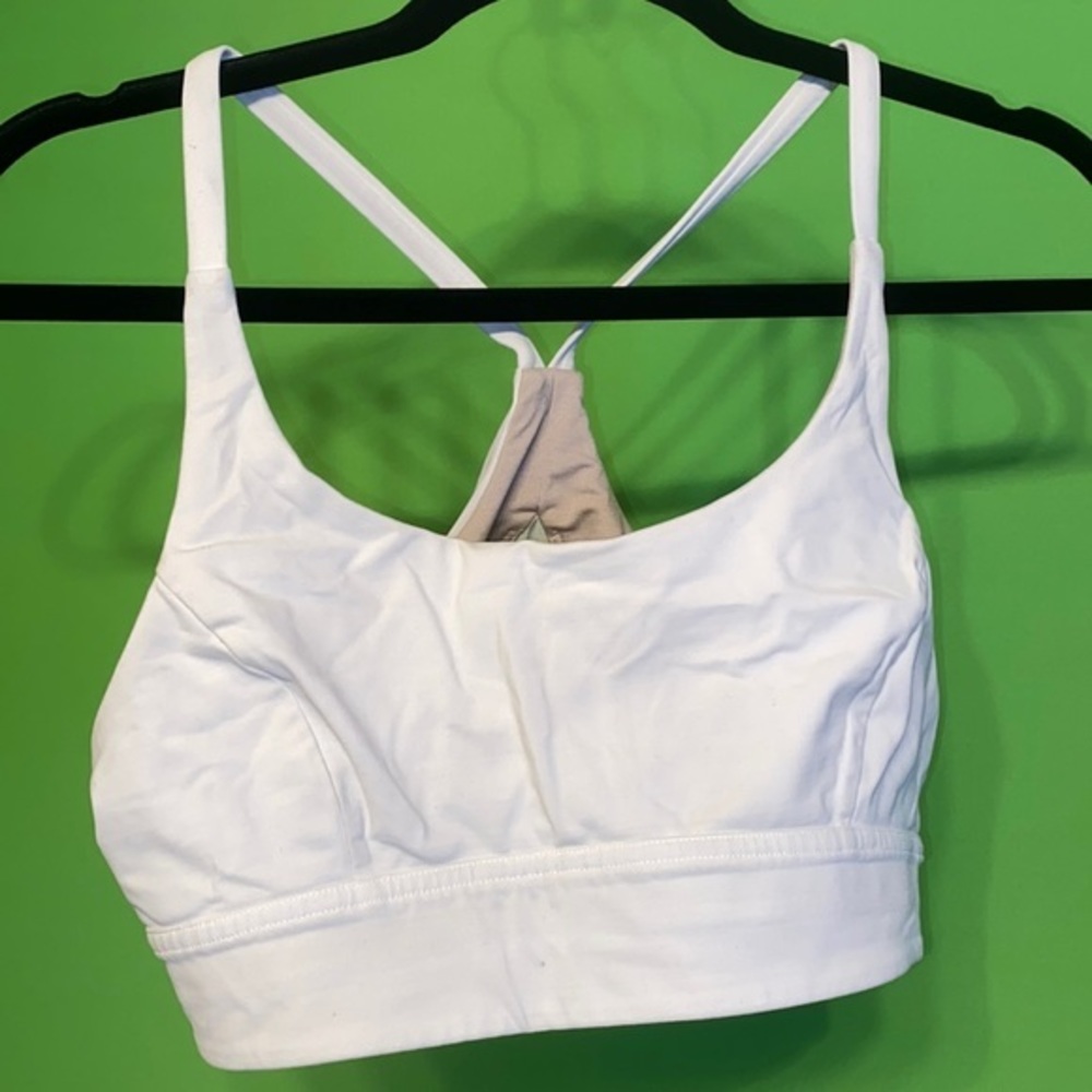 Lululemon Used White Sports Bra for running yoga walking Size 10
